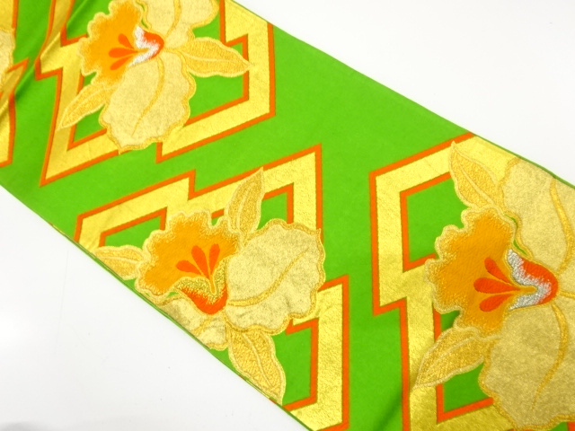 アンティーク　松皮菱に蘭模様織り出し袋帯（材料）